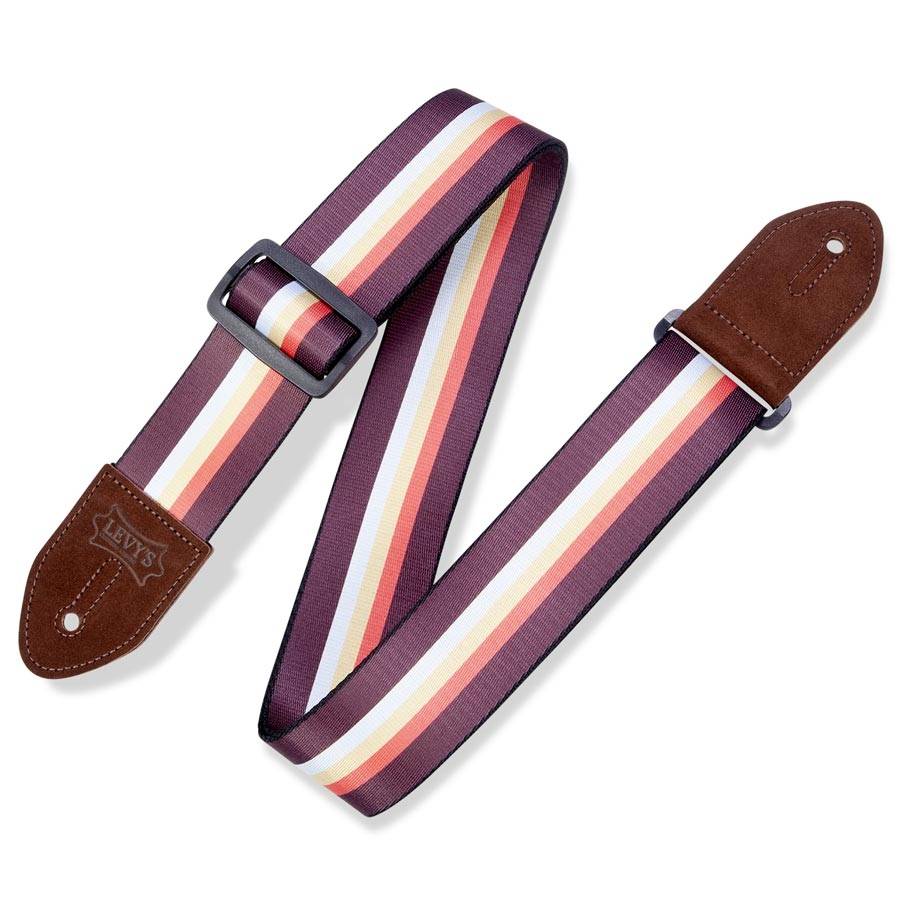 LEVY'S MP2 3-Bar Stripe Brown - Red - White - Yellow 2" Guitar Strap