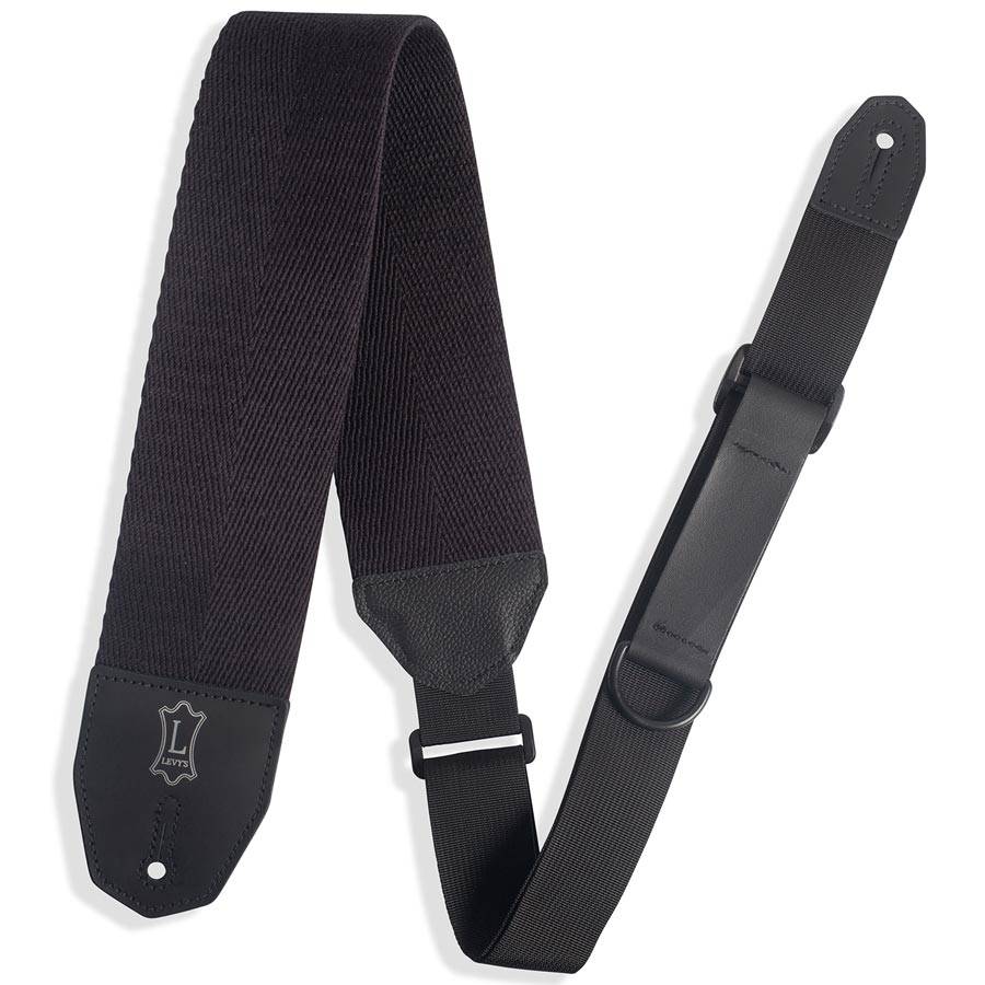 LEVY'S MRHC4 Right Height Wide Cotton Black 3" Bass Guitar Strap