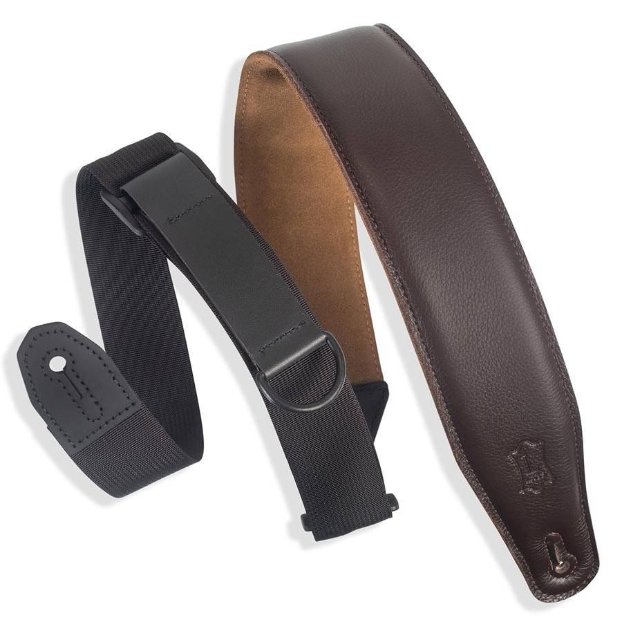 LEVY'S MRHGS Right Height Garment Padded Dark Brown 2,5" Guitar Strap