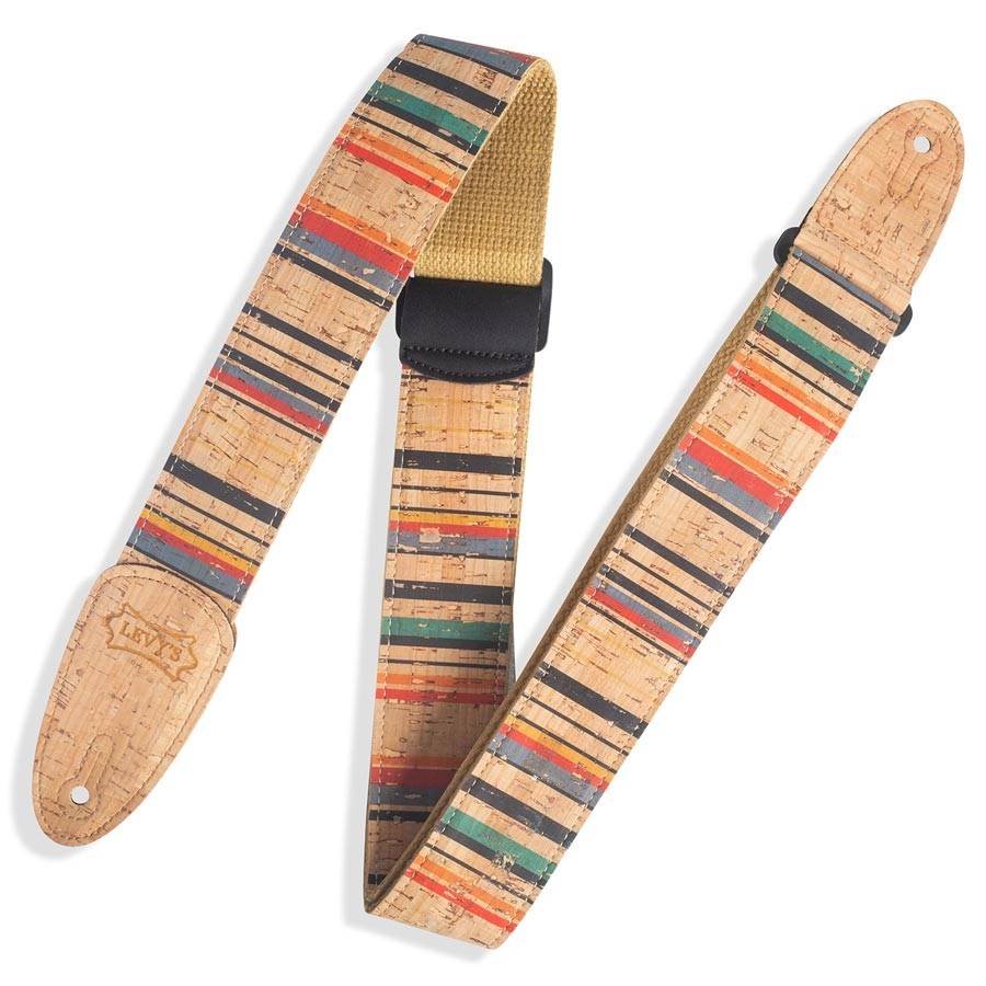 LEVY'S MX8 Nantucket Cork White - Blue - Red - Yellow 2" Guitar Strap