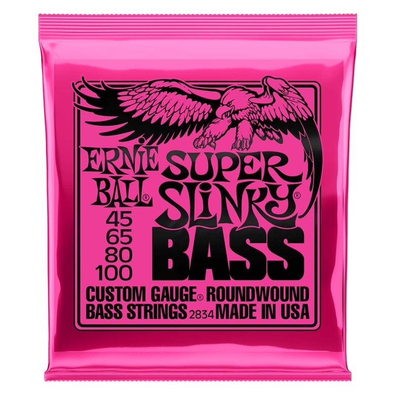Ernie Ball 2834 Nickel Wound Super Slinky 045-100 Electric Bass Guitar 4-String Set