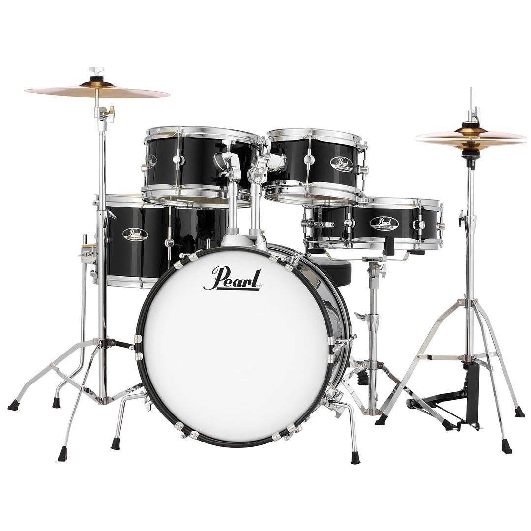 Pearl RSJ465C Roadshow Jr. Jet Black Drumset & 4 pcs Stands & 2 pcs Cymbals