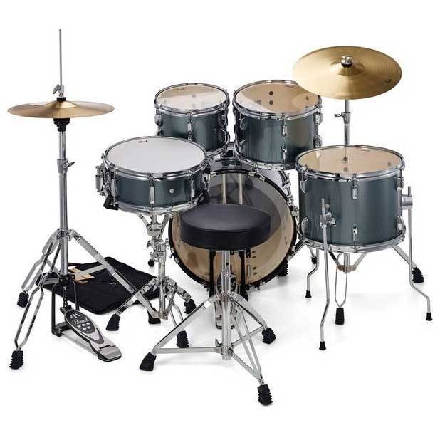 Pearl RS585C Roadshow Charcoal Metallic Drumset & 4 pcs  Stands & 2 pcs  Sabian Cymbals