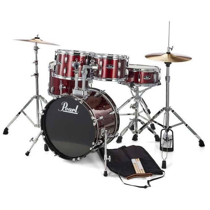 Pearl RS585C Roadshow Red Wine Drumset & 4pc Stands & 2 Sabian Cymbals