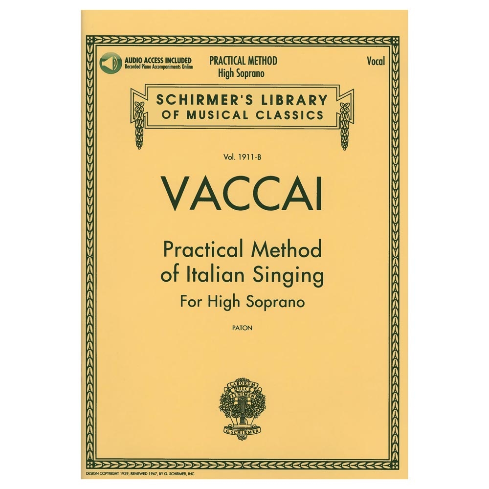 Vaccai - Practical Method of Italian Singing: High Soprano & Online Audio