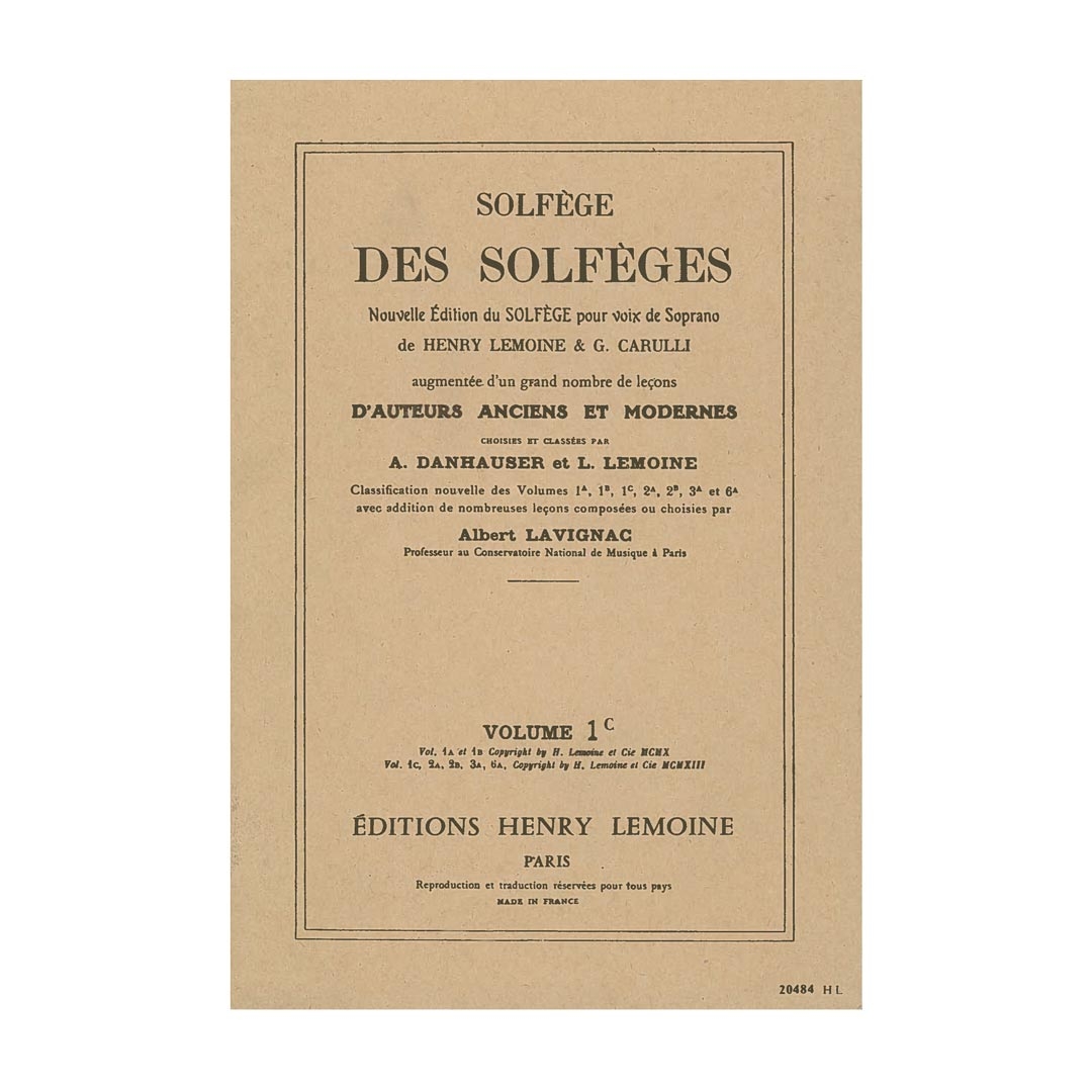 Solfege Des Solfeges, Vol.1C