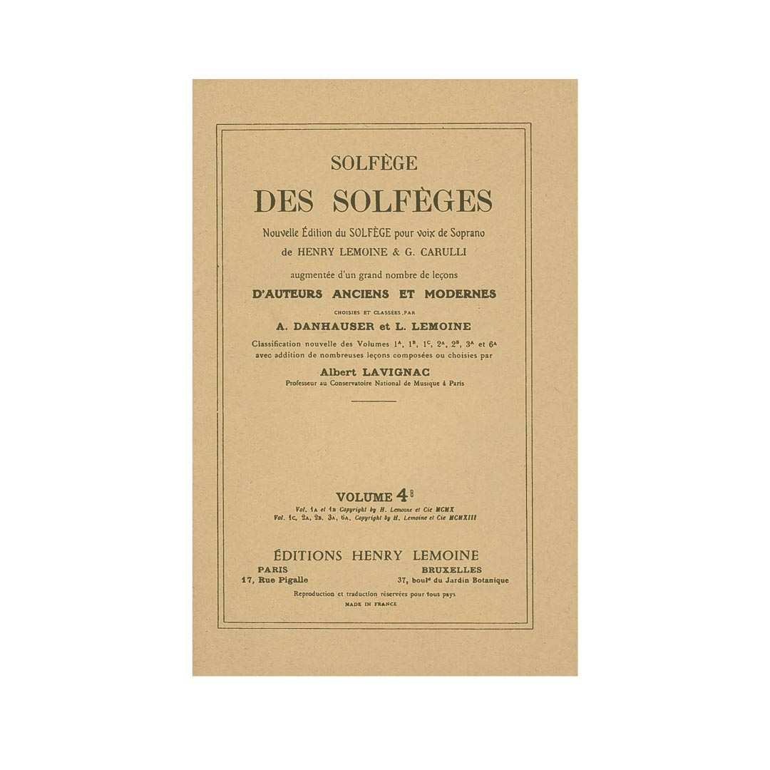 Solfege Des Solfeges, Vol.4B