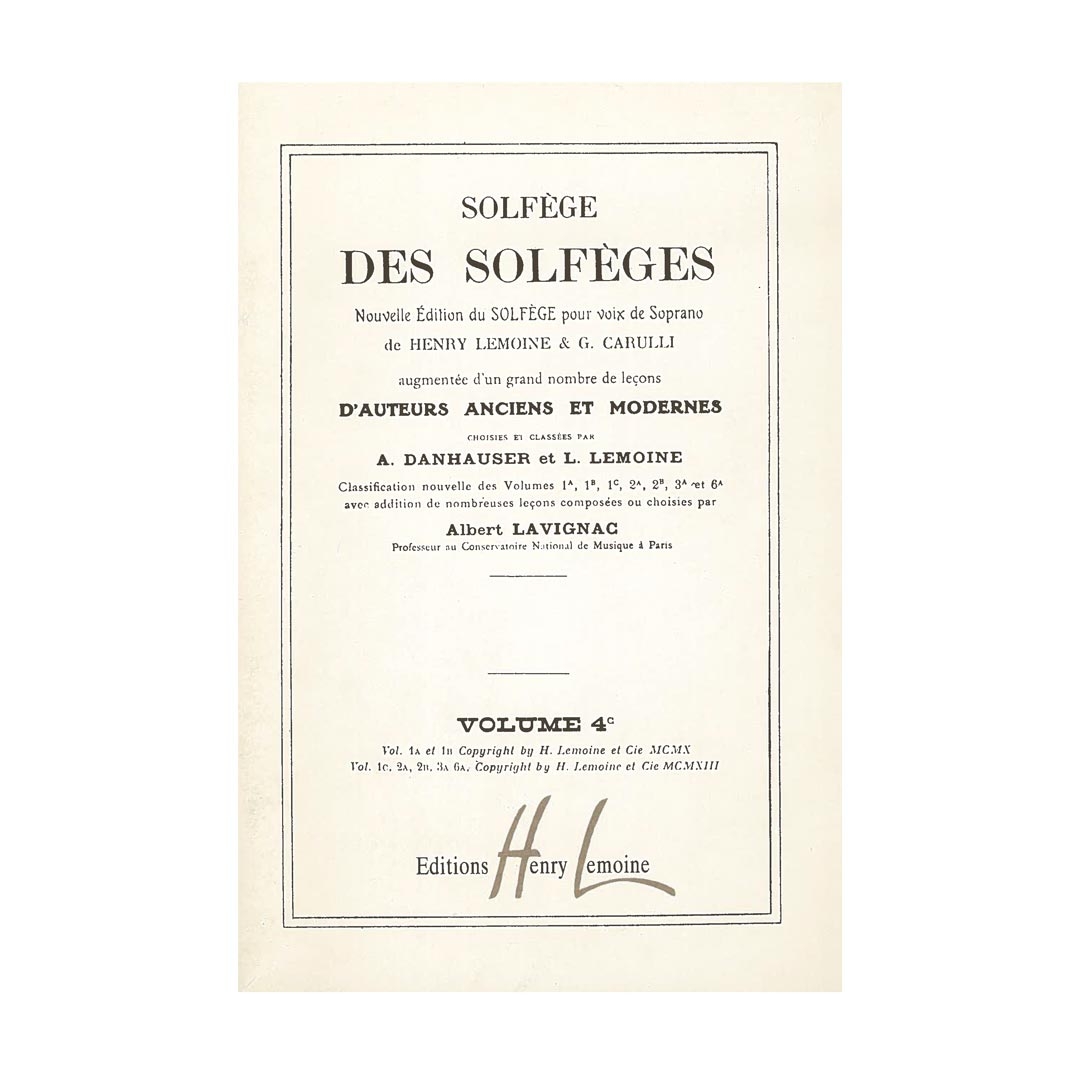 Solfege Des Solfeges, Vol.4C
