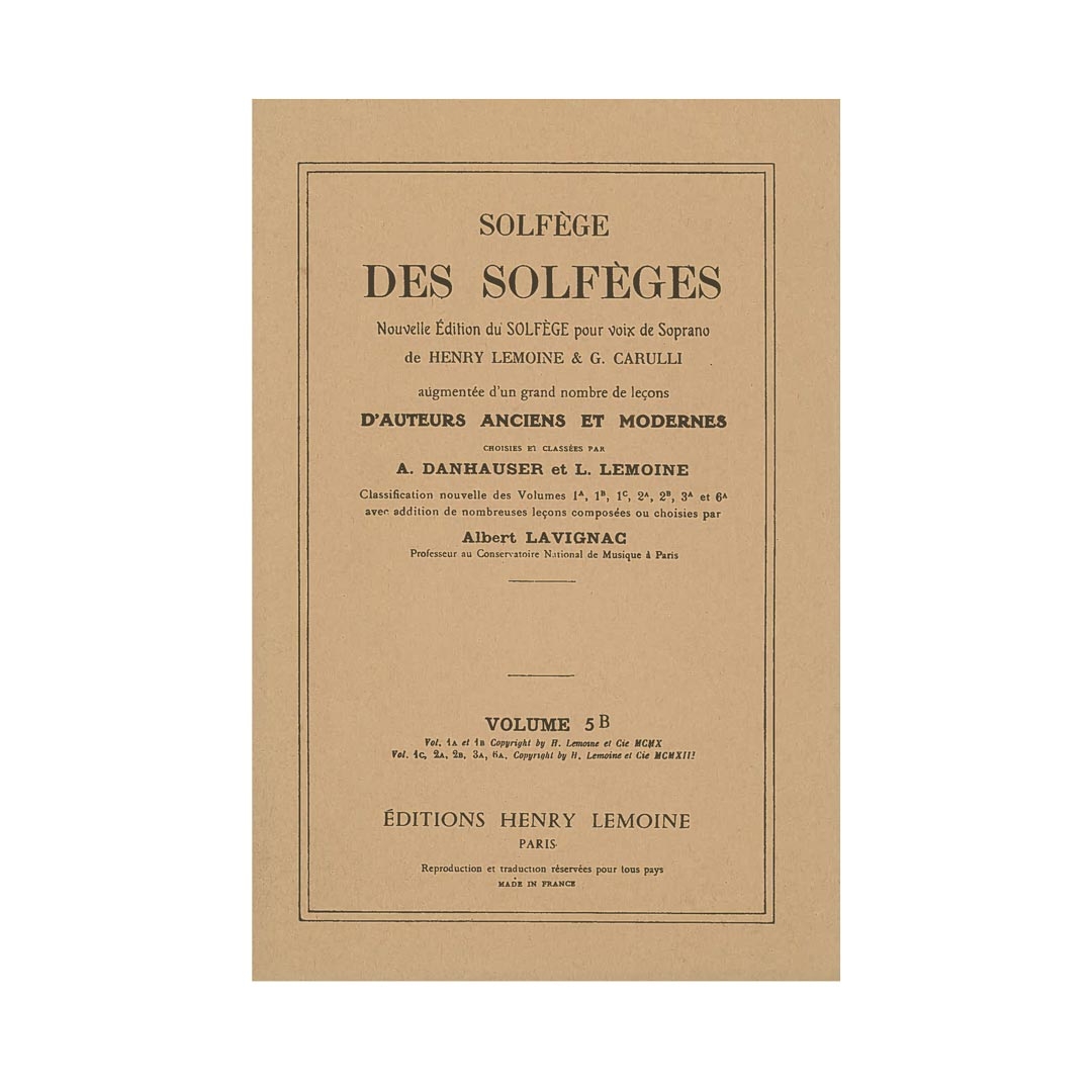 Solfege Des Solfeges, Vol.5B