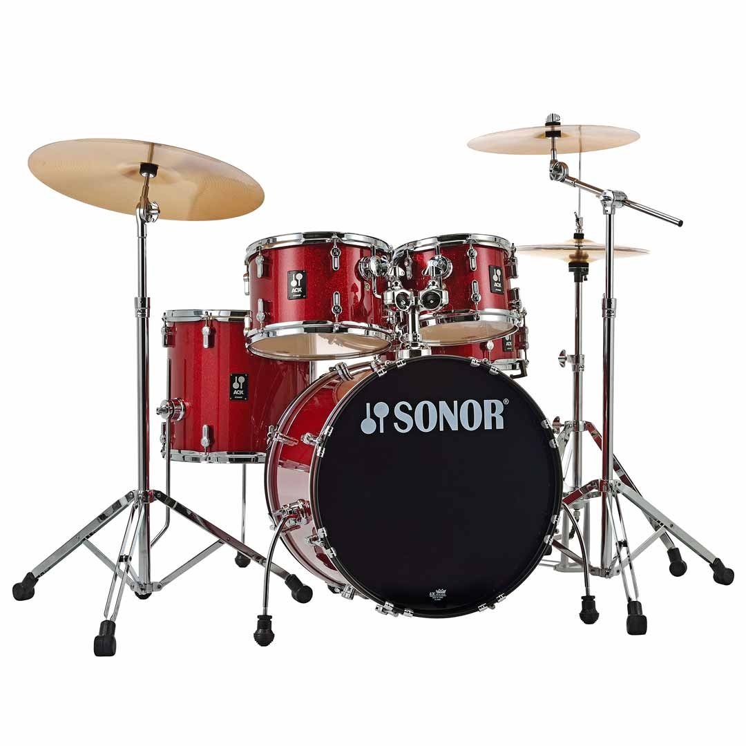 SONOR AQX Studio Red Moon Sparkle Drumset & Stands & Cymbals