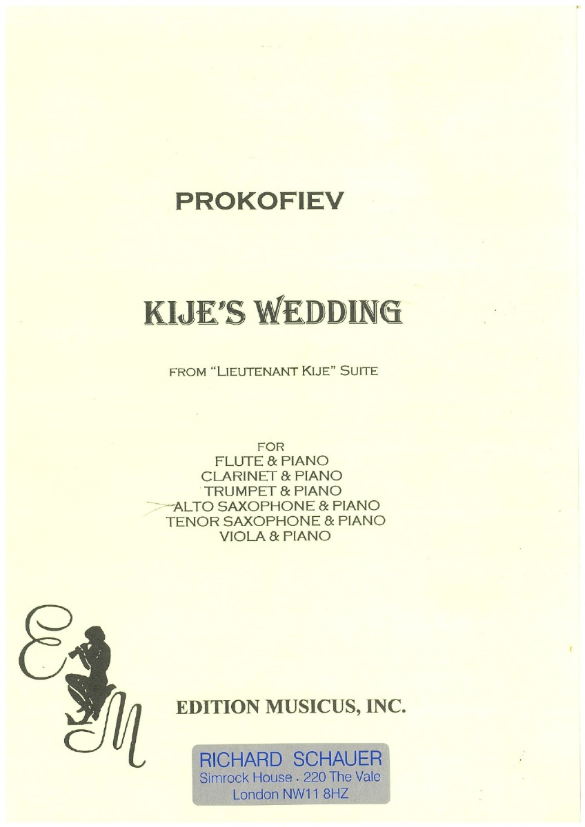 Prokofiev - Kije's Wedding for Alto Saxophone - Piano